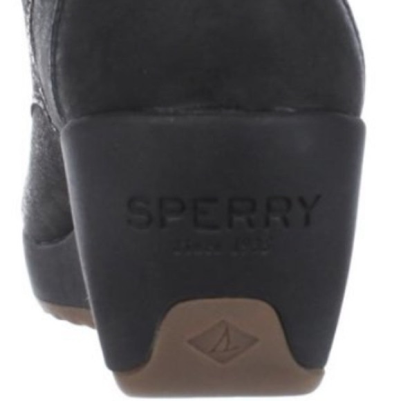 Sperry Luca Peak Waterproof Black Wedge Boots Size 9 - Picture 9 of 11